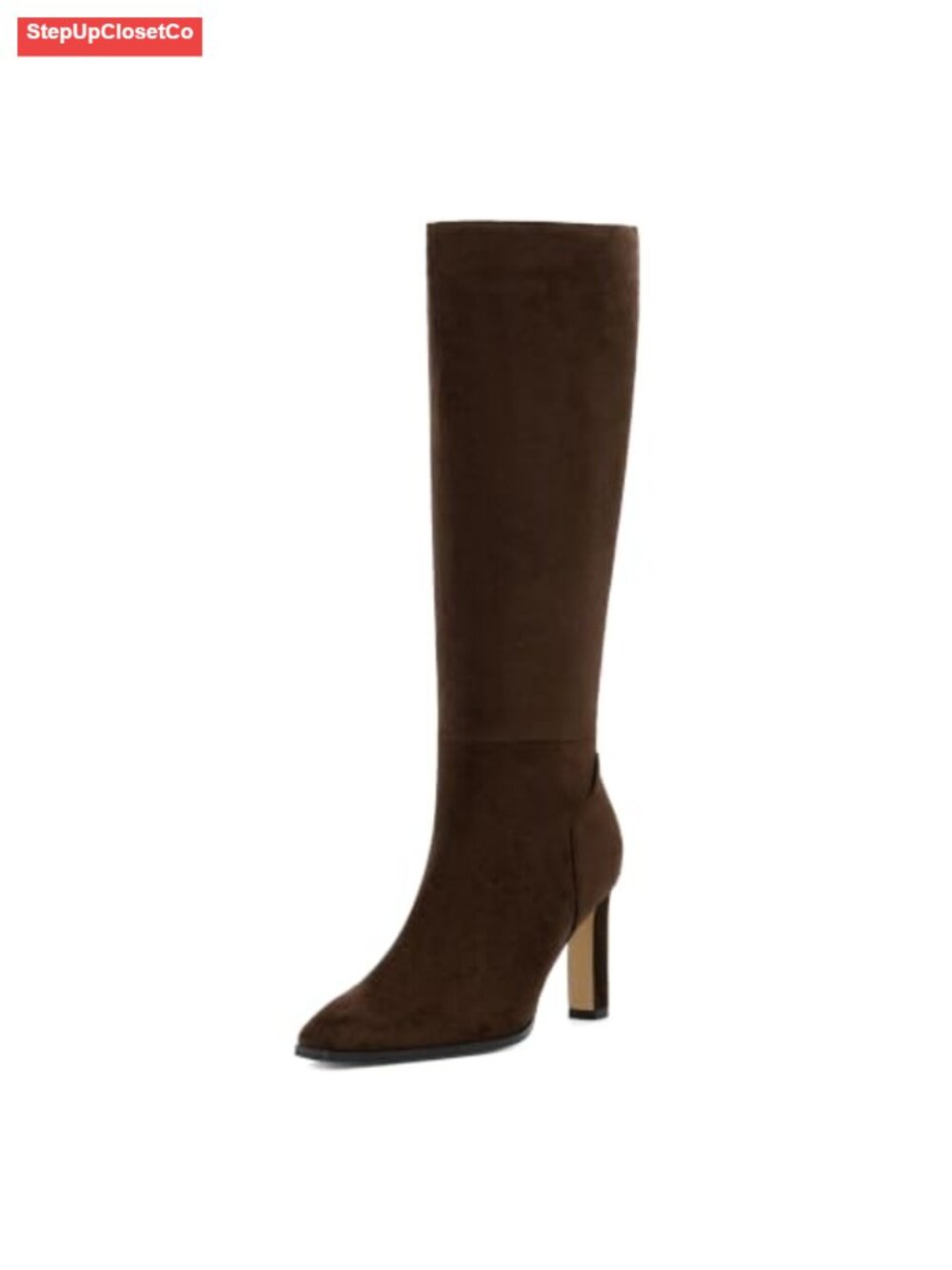 Knee High Boots for Women Pointed Toe Stiletto Heel Faux Suede Side Zipper